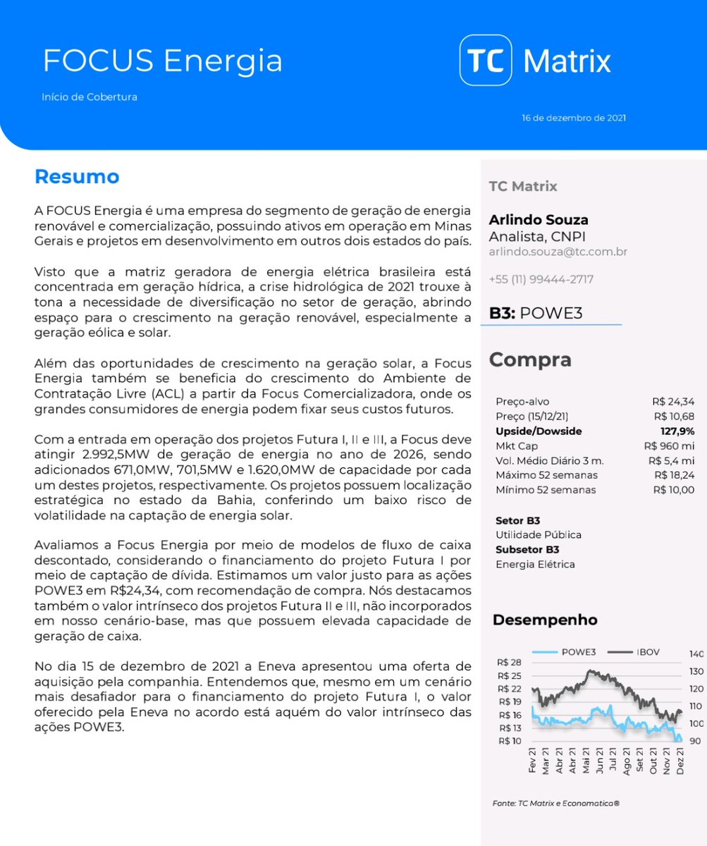 arlindo__souza's tweet photo. #POWE3 esta disponivel na plataforma do TC nosso relatorio sobre valuation da Focus Energia e opiniao sobre oferta da Eneva #ENEV3 https://t.co/NkmEYGRhqZ