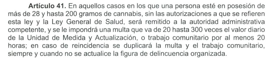cannalibremx's tweet photo. Las multas por portar más de 28 gramos y menos de 200 van de 1792 a 26,886 pesos o trabajo comunitario de al menos 20 horas. https://t.co/ldMCmOgQYo