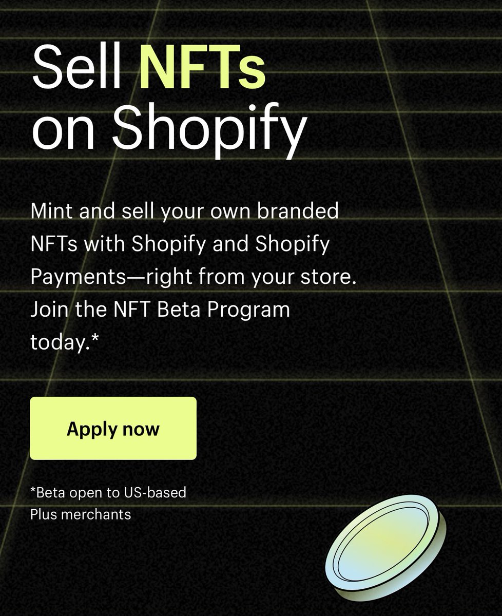 WatcherGuru's tweet photo. JUST IN: You can now mint and sell #NFTs on Shopify. https://t.co/COvSarV2HM