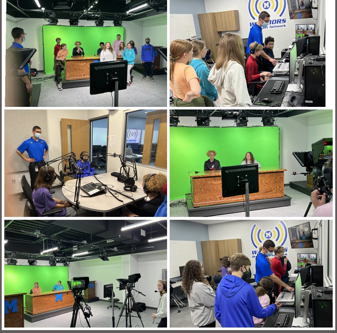 LWise48's tweet photo. Our MJHS News Show had a blast touring the @WarriorsWBN @Mariemont_HS! Thanks to Mr. Eten for taking the time to give us a tour, teaching us about the equipment, and letting us experience the broadcasting world at the next level. @Mariemont_JH @Mariemont_HS https://t.co/yQZDbrDGe5