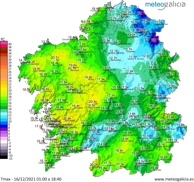 MeteoGalicia's tweet photo. Cromo repetido para mañá 😉
Frío ao principio, con néboa nos vales do interior. Tarde solleira. Hoxe de novo as máximas superaron os 20ºC en puntos da Coruña e Pontevedra.
Estes ceos despexados deixan magníficos solpores como o que hoxe chegounos desde Santiago. Grazas! https://t.co/ThtJ9MwFzR