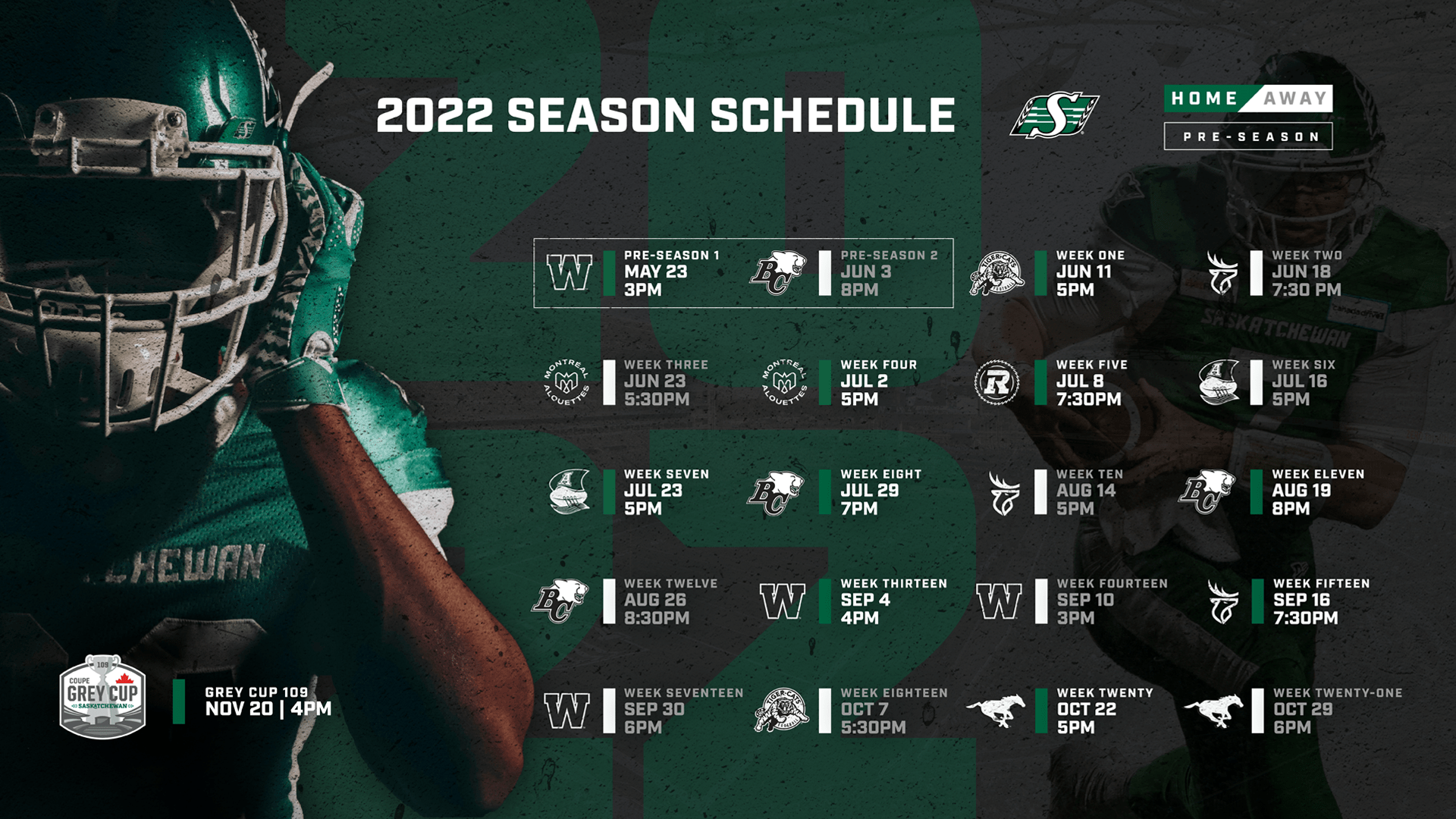 Saskatchewan Roughriders 2023 Schedule