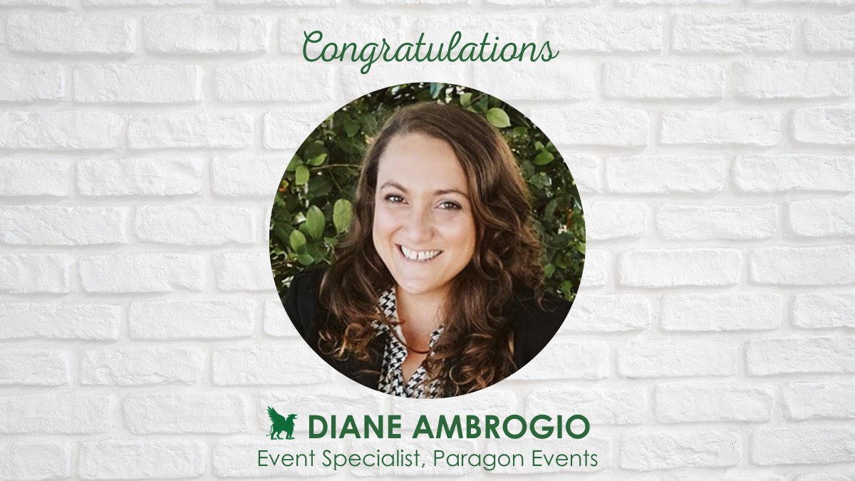 Please join us in giving Diane Ambrogio a round of applause for her well-deserved promotion to Event Specialist! 👏 Diane has been a major asset to Paragon Events and our clients for over 4 years. 

#CareerAdvancement #CareerPromotion #CareerGoals #Congrats #ProudOfYou #OnTheMove