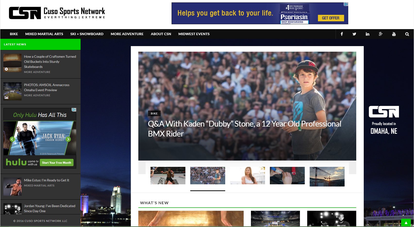 Cuso Sports Network homepage screenshot