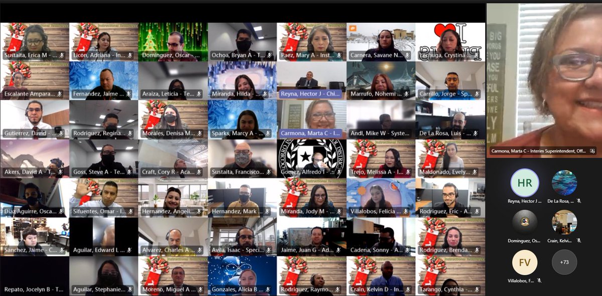 Sparks_Interest's tweet photo. Wrapping up 2021 with a great team. Thanks, @HReyna_TECH and all the #TeamSISD Technology Department! Our end-of-year virtual meeting featured @MCarmona_SISD, Dr. de Leon, and some fun team-building activities. Looking forward to 2022! https://t.co/kKHJijHylx