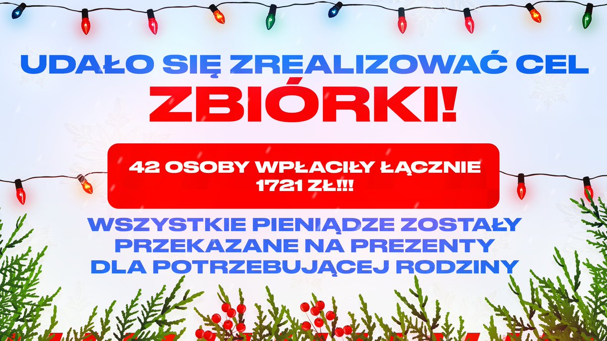 Udało się!✅

W trakcie trwania zbiórki udało się nam uzbierać aż 1721 złotych!😍 Z całej serca dziękujemy wszystkim osobom które wpłaciły pieniądze!❤️