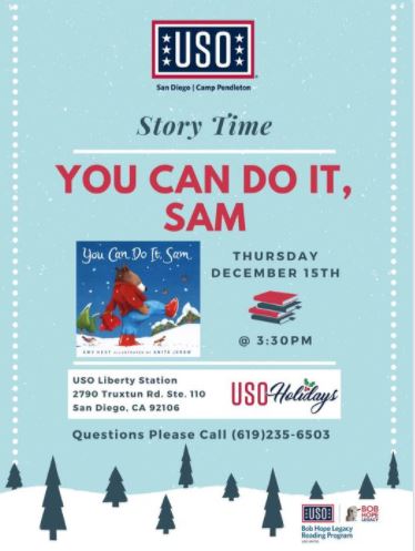 USOSanDiego's tweet image. Stop by our Liberty station Center our volunteer Sue will be reading at our Story Time. There will also be a craft and book giveaway!!
#BHLRP #USOHolidays #USO #USOSanDiego
#morethanthanks #crafts #books #giveaways