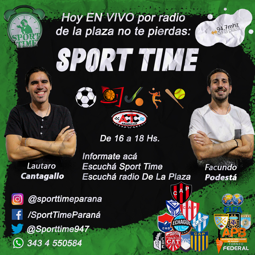 SporttimeFM937's tweet photo. •Hoy en #SportTime por Radio De La Plaza 94.7📻🎙️🎧, sumate con nosotros a partir de las 16 horas que tenemos mucha información para vos. También podes comunicarte por #WhatsApp al: 3434550584 📱 y comentarnos tu opinión en vivo sobre cada tema/debate que vamos desarrollando. https://t.co/l3su4Bdohy