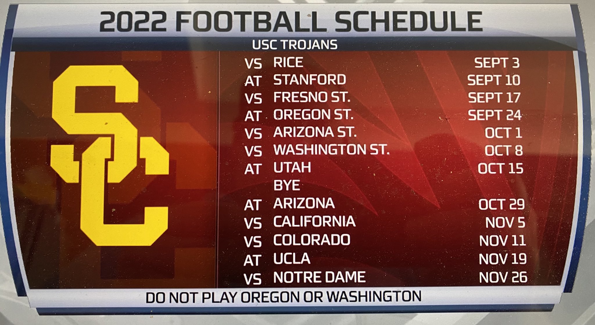 Oregon 2022 Football Schedule Ryan Young On Twitter: "#Usc's 2022 Football Schedule Has Been Unveiled …  Https://T.co/Wmbhyvsbvr" / Twitter