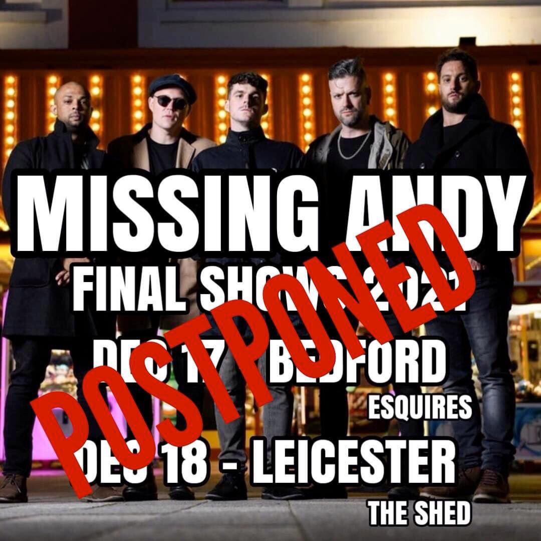 Gig Update Announcement: 

Given the on-going impact of the pandemic and the potential for further restrictions, it is with regret that we have had to come to the decision to postpone this weekends gigs. 

Please visit Facebook.com/missingandyoff… for more info