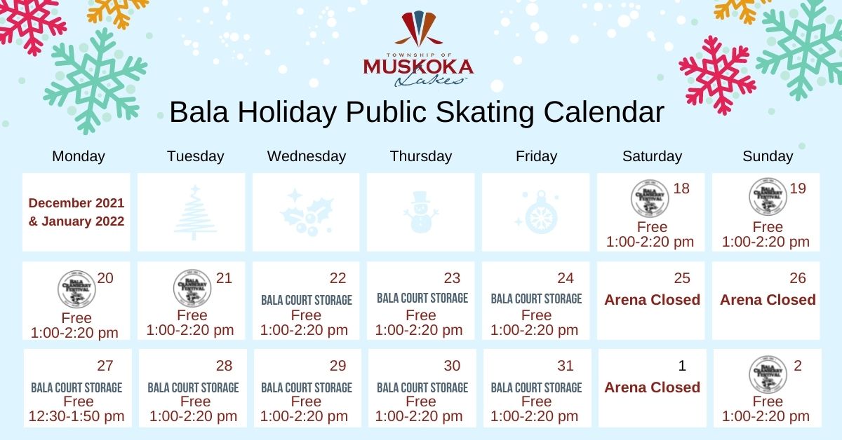 MuskokaLakesTwp's tweet photo. Looking for a fun activity over the holidays? Enjoy Holiday Public Skating at the Bala and Port Carling Arenas! #MuskokaLakes #Muskoka https://t.co/yyL1Pawjsz