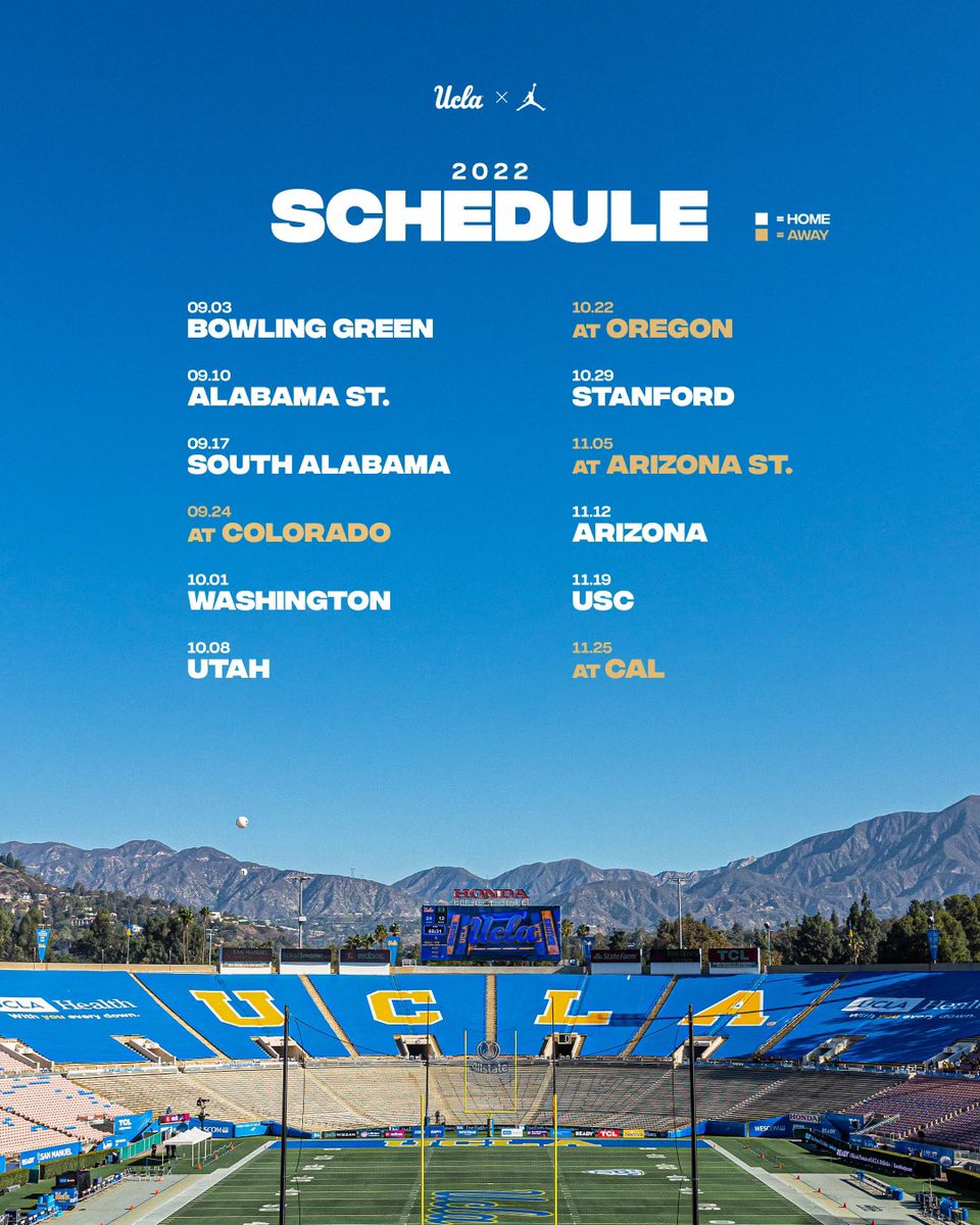 The 2022 schedule is 𝙊𝙐𝙏 ⤵️

ucla.in/3mcyD6J

#GoBruins