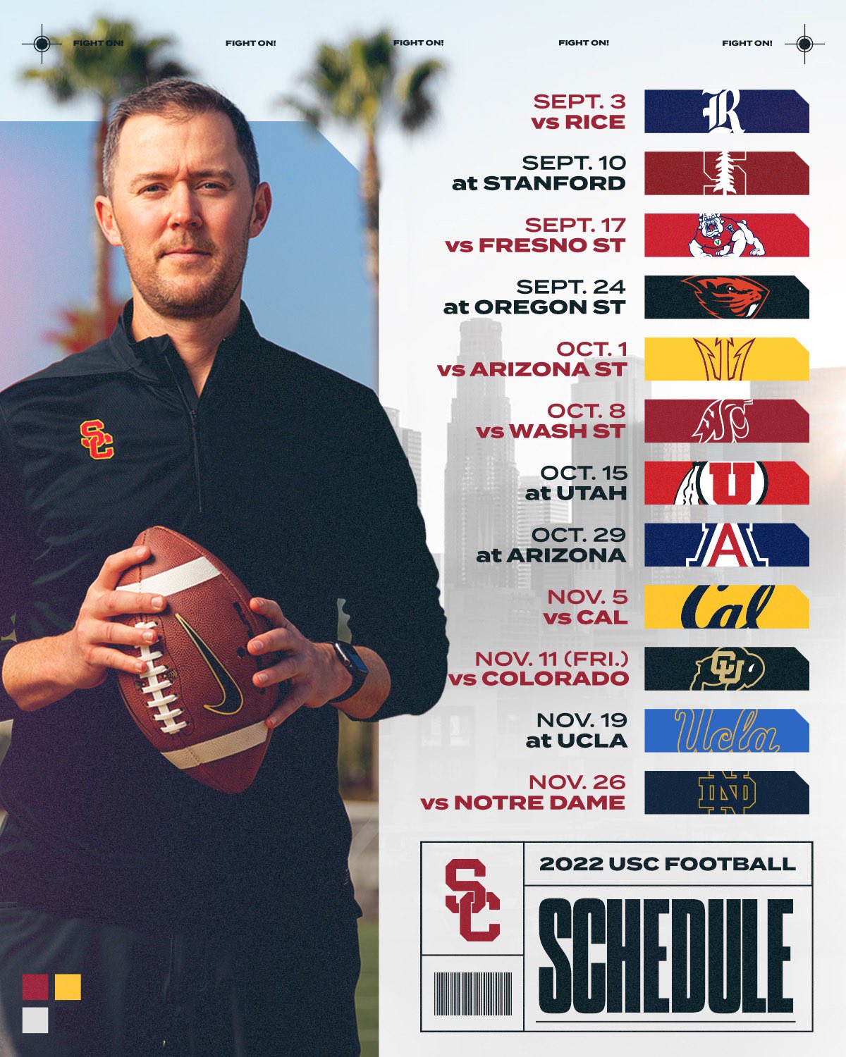 USC Trojans on Twitter "OFFICIAL The 2022 USC_FB schedule! FightOn