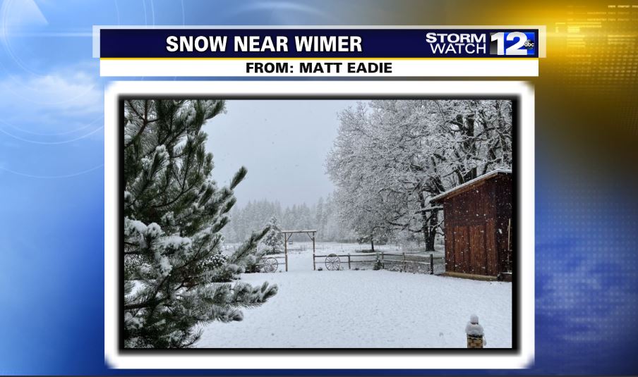 We received dozens of viewer photos yesterday during the snow event, and thank you to all who submitted great pictures! But I really want to showcase this photo from Wimer as it looks straight out of a Christmas Card or Hallmark movie! 'Tis the Season!  🎅☃️❄️