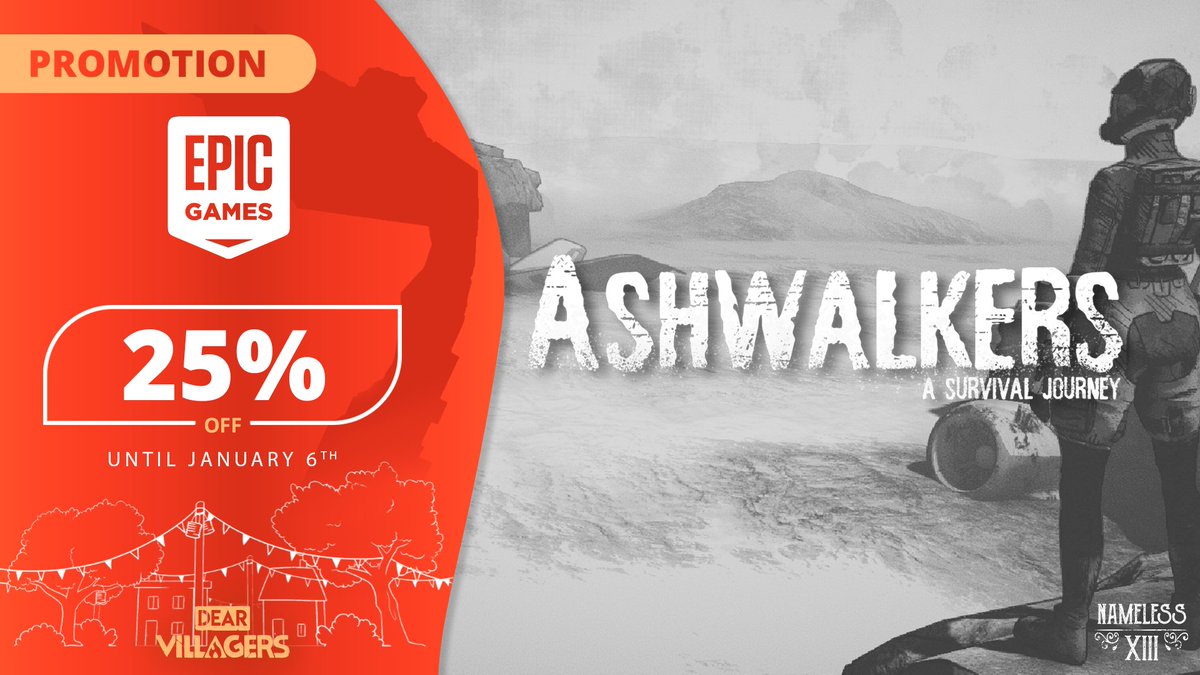 Dear Villagers (@dearvillagers) on Twitter photo Dear Villagers' Santa continues his tour with Epic Games Store! 🎁
Still didn't find your gifts for your loved ones or yourself?
Then take a look at those great deals.
End of tour on January 6th - #Ashwalkers by <a href="/_Nameless_XIII_/">Nameless XIII</a> up to 25% off!
bit.ly/3iEhSyG Dear Villagers' Santa continues his tour with Epic Games Store! 🎁
Still didn't find your gifts for your loved ones or yourself?
Then take a look at those great deals.
End of tour on January 6th - #Ashwalkers by <a href="/_Nameless_XIII_/">Nameless XIII</a> up to 25% off!
bit.ly/3iEhSyG