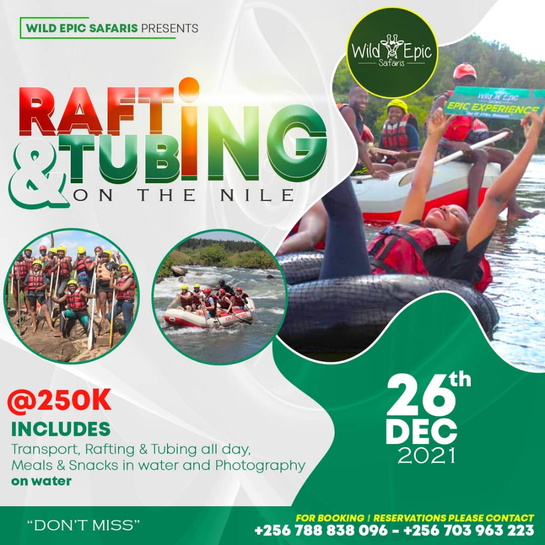 Boxing day rafting and tubing on the  Nile,don't miss Itanda falls😛
250k, including, transport, activities,meals and photography.

wildepicsafaris.com
wildepicsafaris@gmail.com
+256788838096