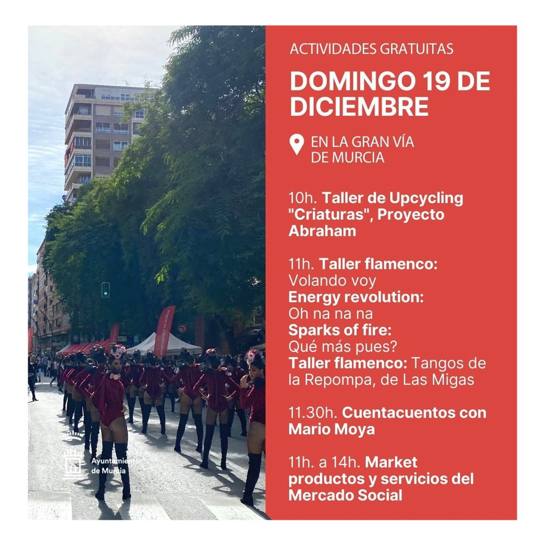 AbrahamProyecto's tweet photo. 🚶♀️🚶♂️Este domingo la Gran Vía acoge todo tipo de actividades: cuentacuentos, bailes interculturales, exposición de bicicletas, mercadillo...
😍Ven a las 10h a disfrutar de nuestro taller #upcycling y de la #AcidCollection del Atelier #ElCosturerico😊
@AytoMurcia @reasmurcia https://t.co/NmTbICJjkw