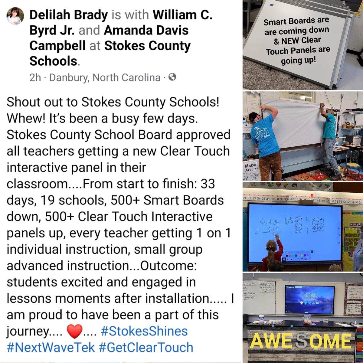 NextWaveTEK's tweet image. What an AWESOME project, AMAZING staff/team members and the best part is seeing all of the teachers and students faces when their new interactive panel was instantly ready for instruction. Plus all of these panels can be managed remotely! Check out this post! #FullServicePartner