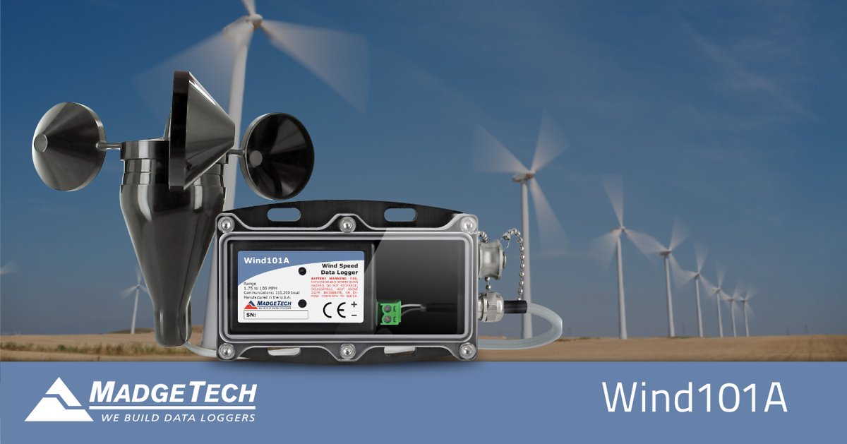 MadgeTech's tweet photo. Continuously monitor the output of wind turbines, as well as identify sites for future wind turbine placement with the Wind101A.
.
.
#madgetech #raisingthebar #madeintheusa #dataloggers #windpower #windenergy https://t.co/93VD8zf65h