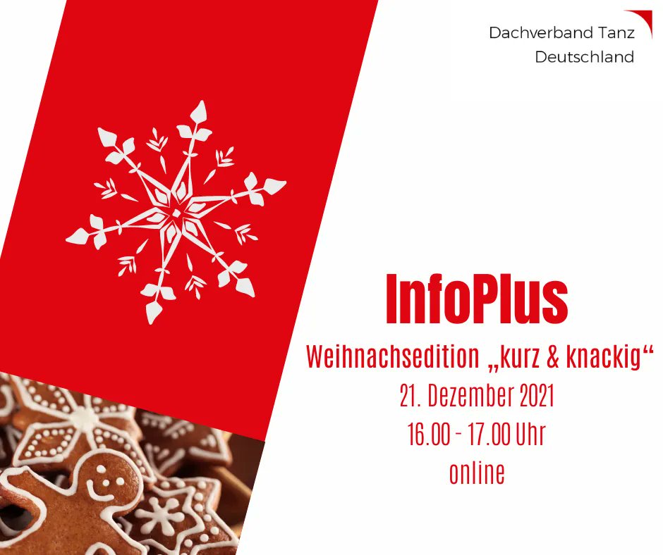 𝐈𝐧𝐟𝐨𝐏𝐥𝐮𝐬 – 𝐖𝐞𝐢𝐡𝐧𝐚𝐜𝐡𝐬𝐞𝐝𝐢𝐭𝐢𝐨𝐧 „𝐤𝐮𝐫𝐳 &amp; 𝐤𝐧𝐚𝐜𝐤𝐢𝐠“
Wir laden Euch zu dem knackigsten Treffen in der Geschichte von InfoPlus ein!
Meldet Euch noch HEUTE an:
kreativ-transfer.de/darstellende-k…

Weitere Infos zu InfoPlus:
dachverband-tanz.de/projekte/initi…

<a href="/touringartists/">touring artists</a>