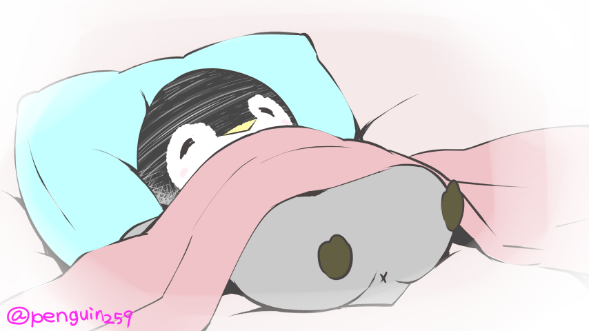 penguin under covers blanket pillow bird closed eyes twitter username  illustration images