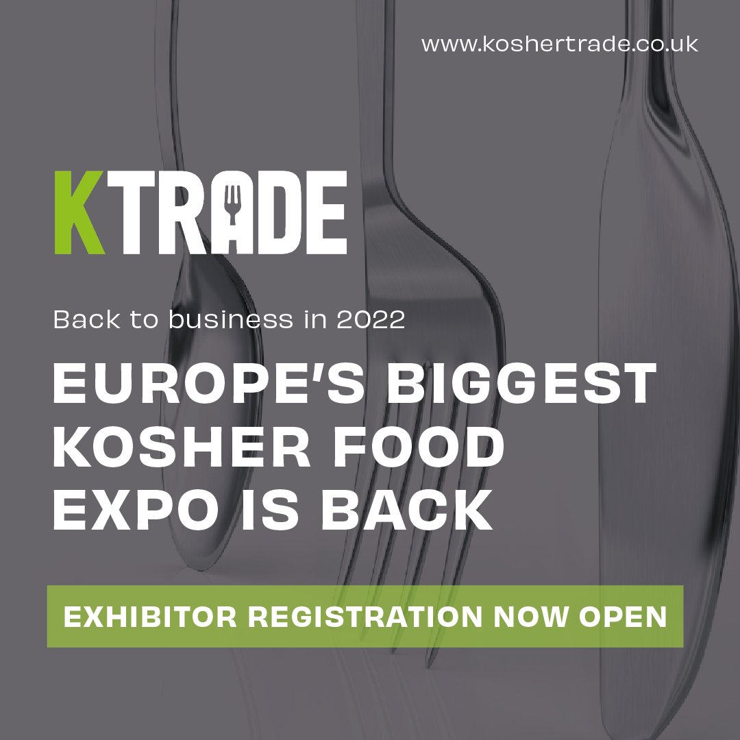 It’s official! KTrade, Europe’s biggest kosher food expo has today announced the exhibition will return in May 2022. 

The event, which had been postponed by the Covid pandemic, is set to be the largest and most ambitious to date.  
 >> buff.ly/3EXE54O