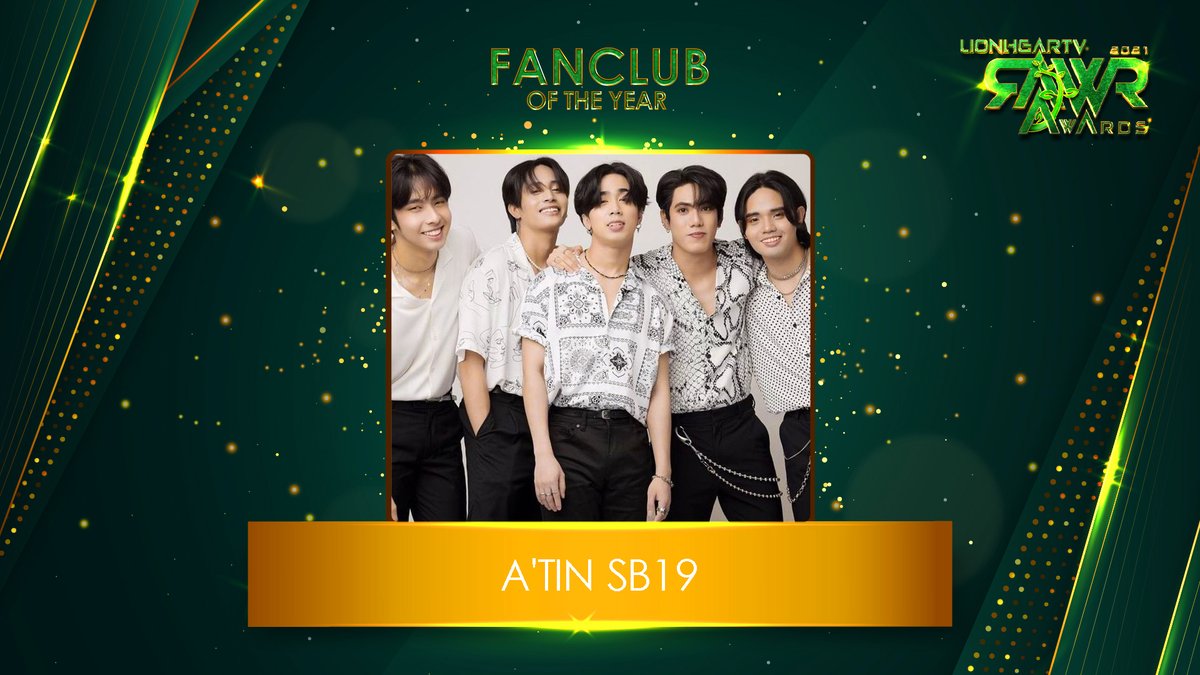 🏆 #RAWRAwards2021

To the most dedicated fandom, congratulations! 💙

A'TIN as FAN CLUB OF THE YEAR

@SB19Official #SB19
#SB19onRAWRAwards