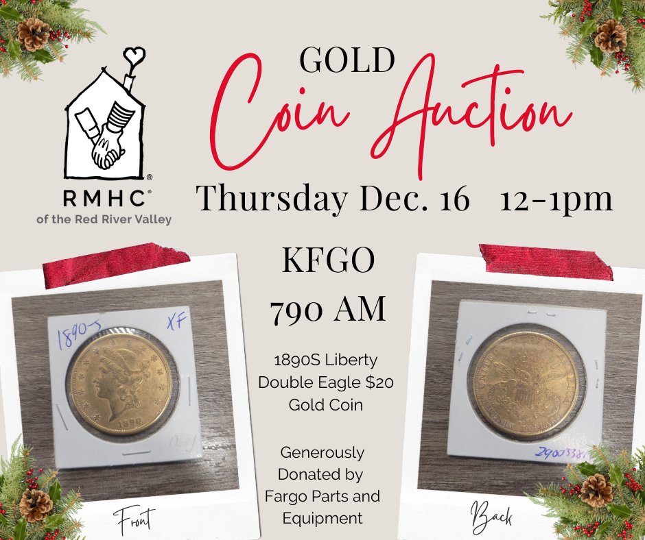 Today is the day! We will be holding the 14th annual gold coin auction on <a href="/790KFGO/">KFGO</a> from noon to 1pm. Join with 
<a href="/AmyKFGO/">Amy Iler</a>, #twitterless JJ, and I as we raise funds and share about how @RMHCFargo  supports families with children in the hospital!