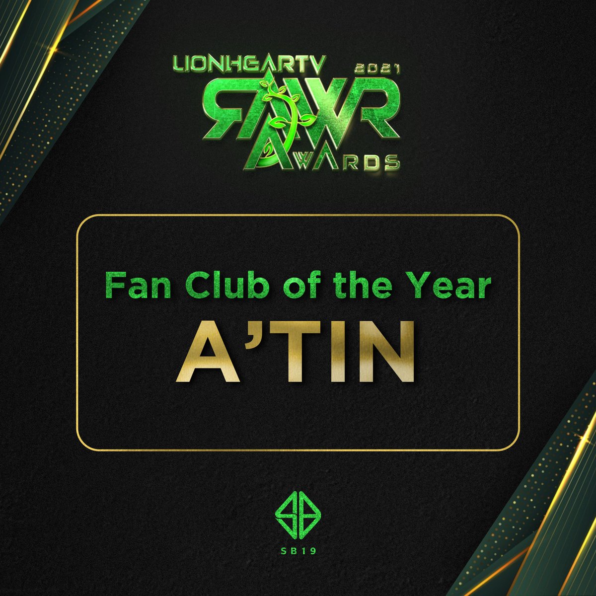 🏆 #SB19RAWRGrandslam

#SB19 wins 4 awards, with A'TIN winning 🏆 FAN CLUB OF THE YEAR at <a href="/LionhearTVNet/">LionhearTV.net</a>'s RAWR Awards 2021!

🏆 SONG OF THE YEAR (MAPA)
🏆 FAVORITE PERFORMER
🏆 FAVORITE GROUP
🏆 ROYAL PRIDE

Thank you for supporting us A'TIN! 💙