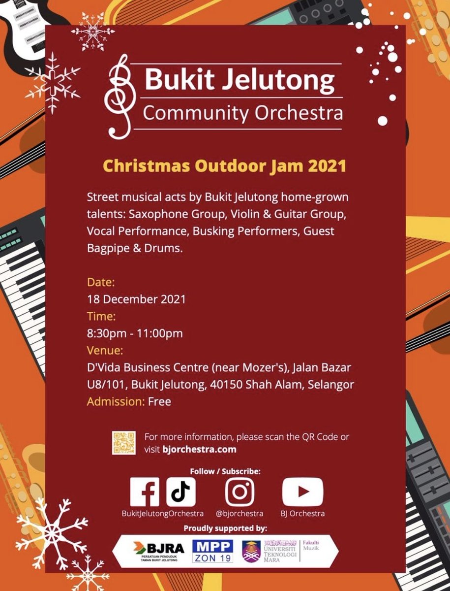 Let us support our very own #BJelutong Community Orchestra. 18 Dec 2021 8.30 - 11pm, D'Vida