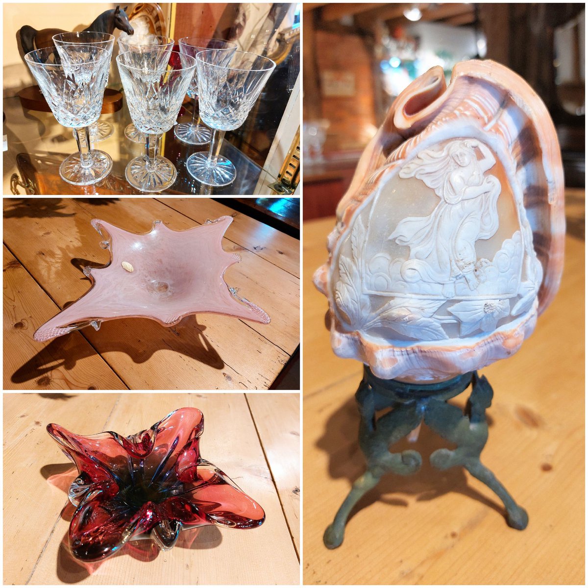 eversleybarn's tweet photo. #burrwoodsidetables #carvedshell #waterfordglasses #muranoglass #edwardiandesk #judismithantiques #eversleybarnantiques https://t.co/j3Ygjwb8c6