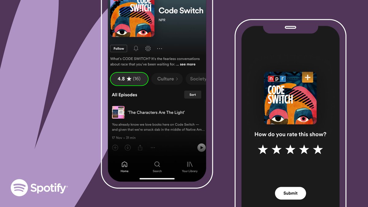 Spotify adds listener ratings for podcasts