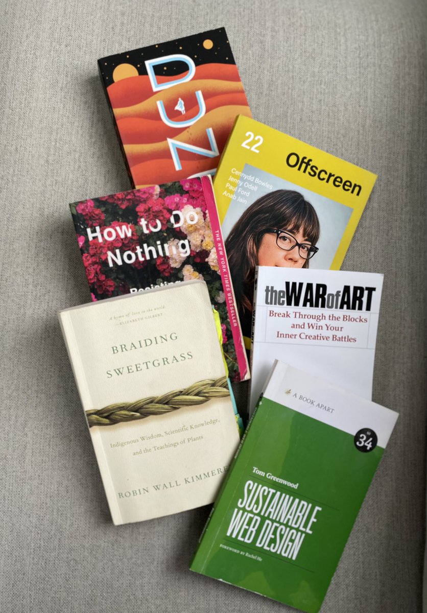 My reads in 2021 (not featured: Gathering Moss ebook) My authors of the year: Jenny Odell and Robin Wall Kimmer https://t.co/hHj6qxmlVp