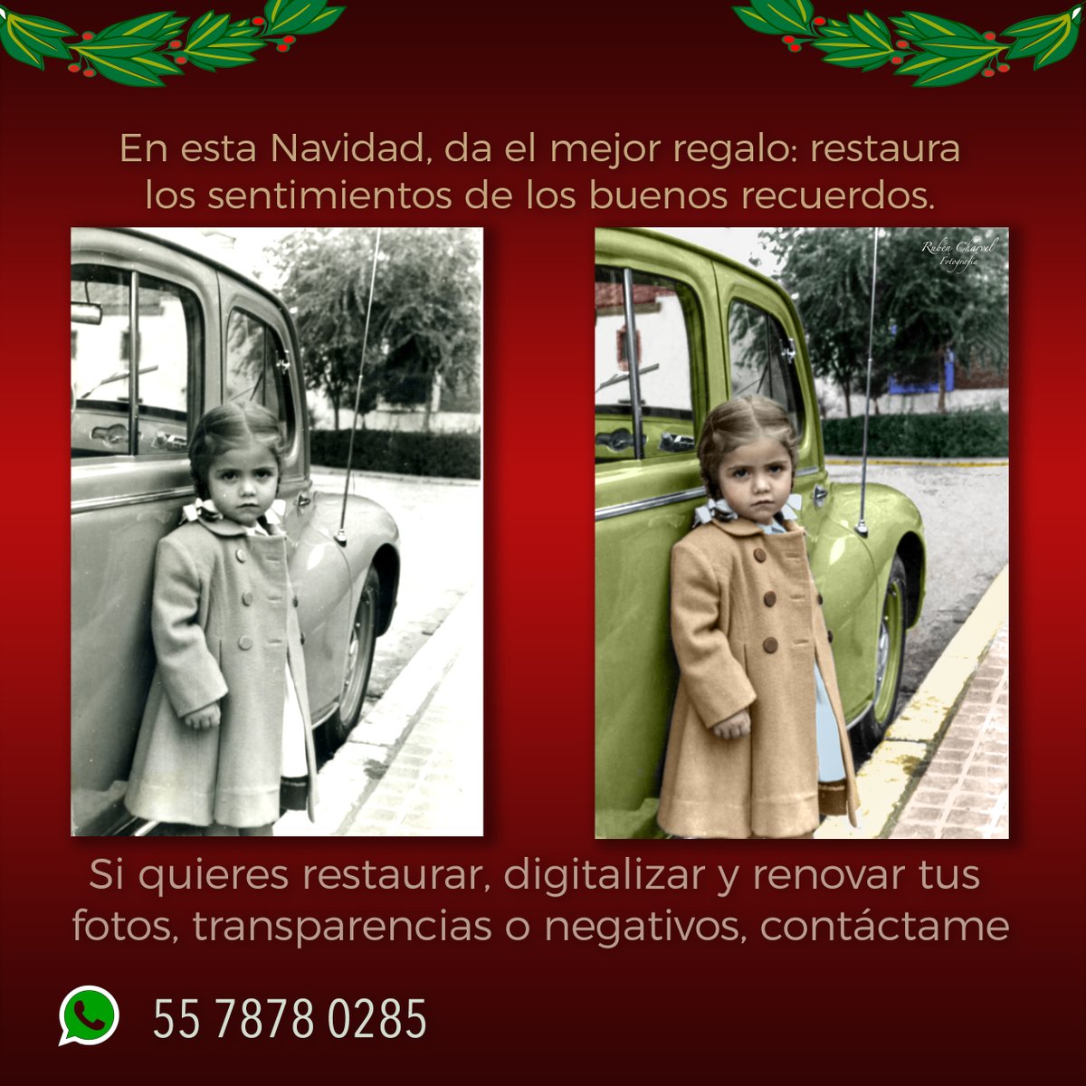 RubenCharvel's tweet photo. ¡Feliz jueves, twitterleanos!

Si tienen una foto rota y/o deteriorada, descolorida, no se preocupen, tráiganmela y la dejamos como nueva, como ésta.

Además, puede ser un regalo de navidad único e invaluable.

¡Gracias a todos por su RT! https://t.co/wjvggO4tFm