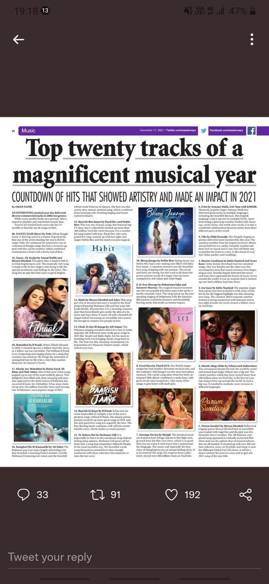 They say good music is an escape from all worldly problems.

#bheegjaunga featuring in top 20 magnificent musical of the year defines the good music that <a href="/stebinbenmusic/">Stebin Ben</a> and <a href="/RubiDilaik/">Rubina Dilaik</a> made into something magical

#rubinadilaik || #rubiholics