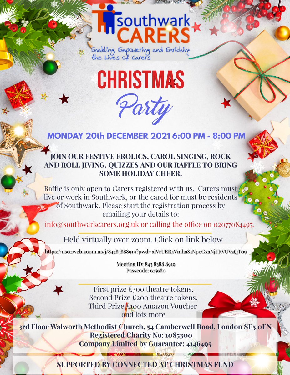 JOIN OUR FESTIVE FROLICS, CAROL SINGING, ROCK AND ROLL JIVING, QUIZZES AND OUR RAFFLE TO BRING SOME HOLIDAY CHEER.