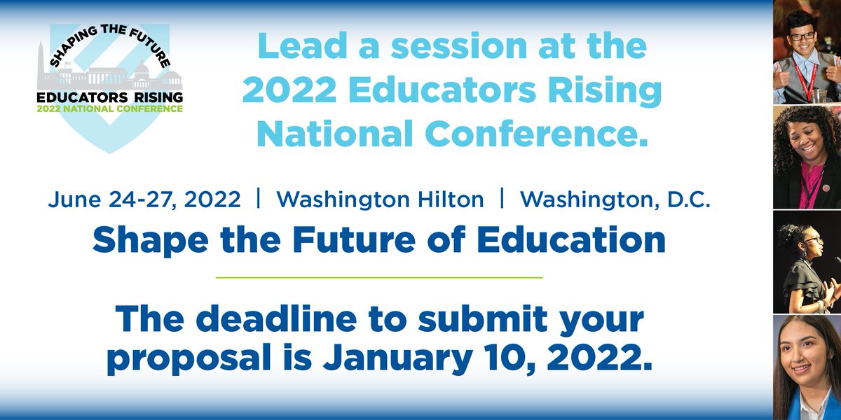 EducatorsRising's tweet image. Shape the future by presenting at our National Conference! We are seeking sessions for students exploring education careers or educators addressing shortages and working to diversify the profession. Apply at: educatorsrising.org/2022-sessionpr… @_AASPA_  @NASSP