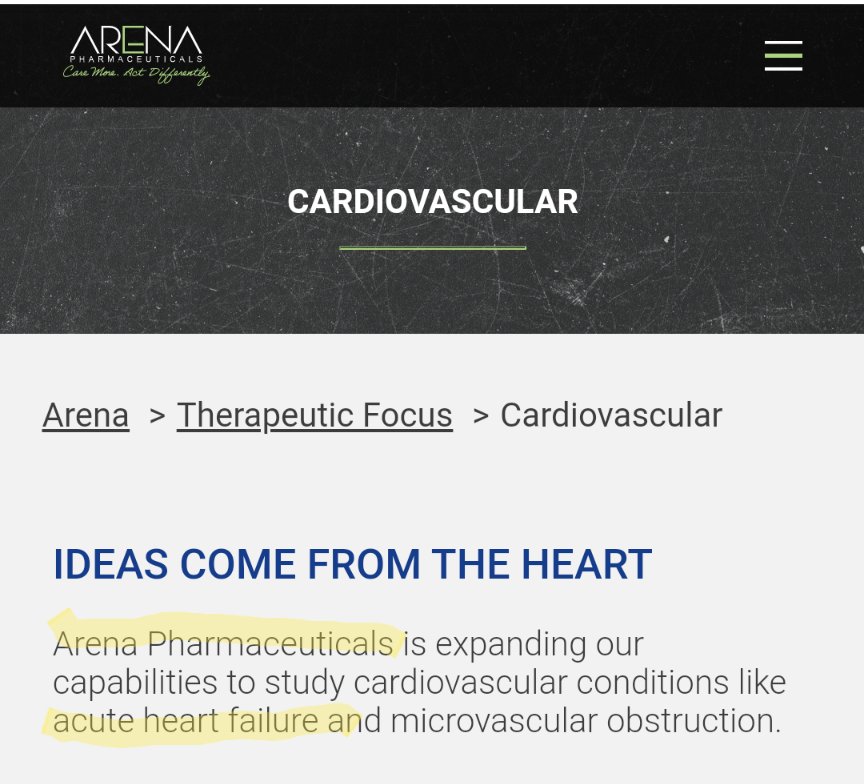 Chesschick01's tweet photo. This week Pfizer acquired Arena pharmaceuticals. 
One of their specialties is heart failure 🤔 https://t.co/na3btkE7gk