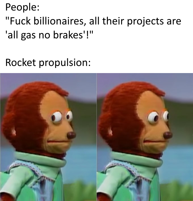 SpaceXMR's tweet photo. Imagine having separate gas and brakes #SpaceX https://t.co/KPSkuIZys8 https://t.co/5k8PAczAZ8