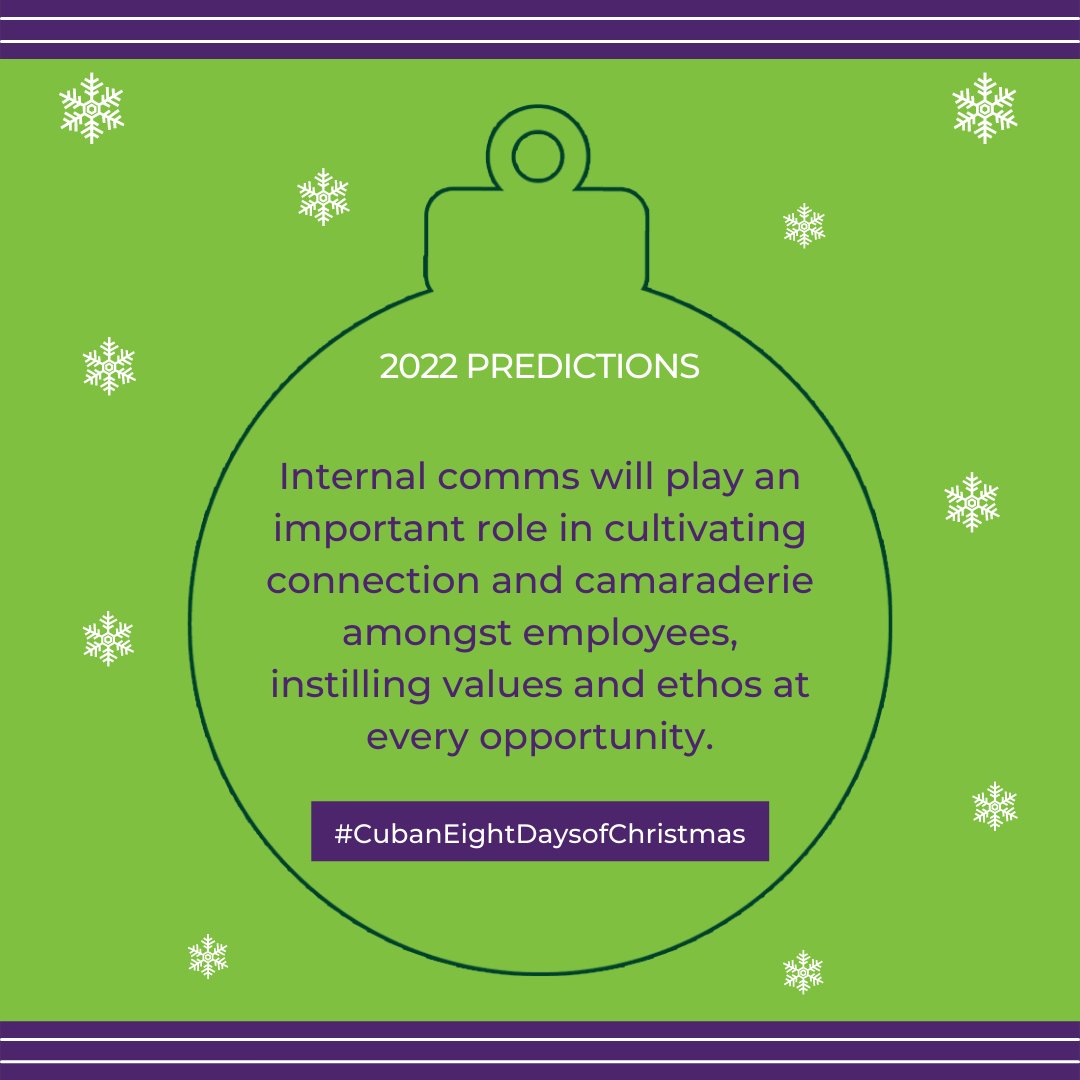 🎄🎁🎅 Our penultimate #CubanEightDaysofChristmas prediction comes from client <a href="/_ThriveApp/">Thrive.App</a>, who say internal comms will play an increasingly important role in cultivating a sense of connection and camaraderie amongst hybrid teams.

linkedin.com/company/230934…