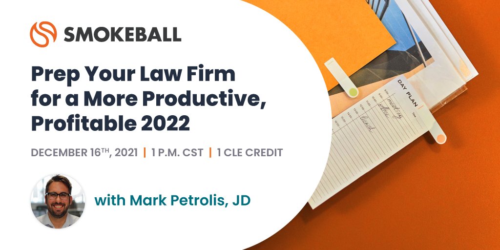 Starting soon: Smokeball's December webinar. Join us at 1 p.m. CDT for tips on getting ahead in 2022. bit.ly/3DdhgIS