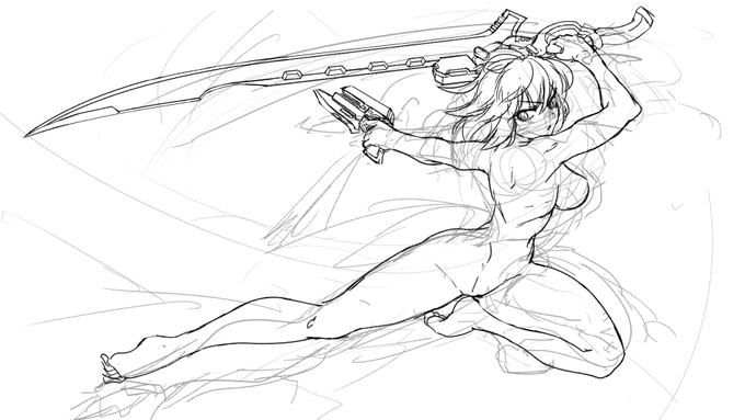 ラフ途中。まず裸から 