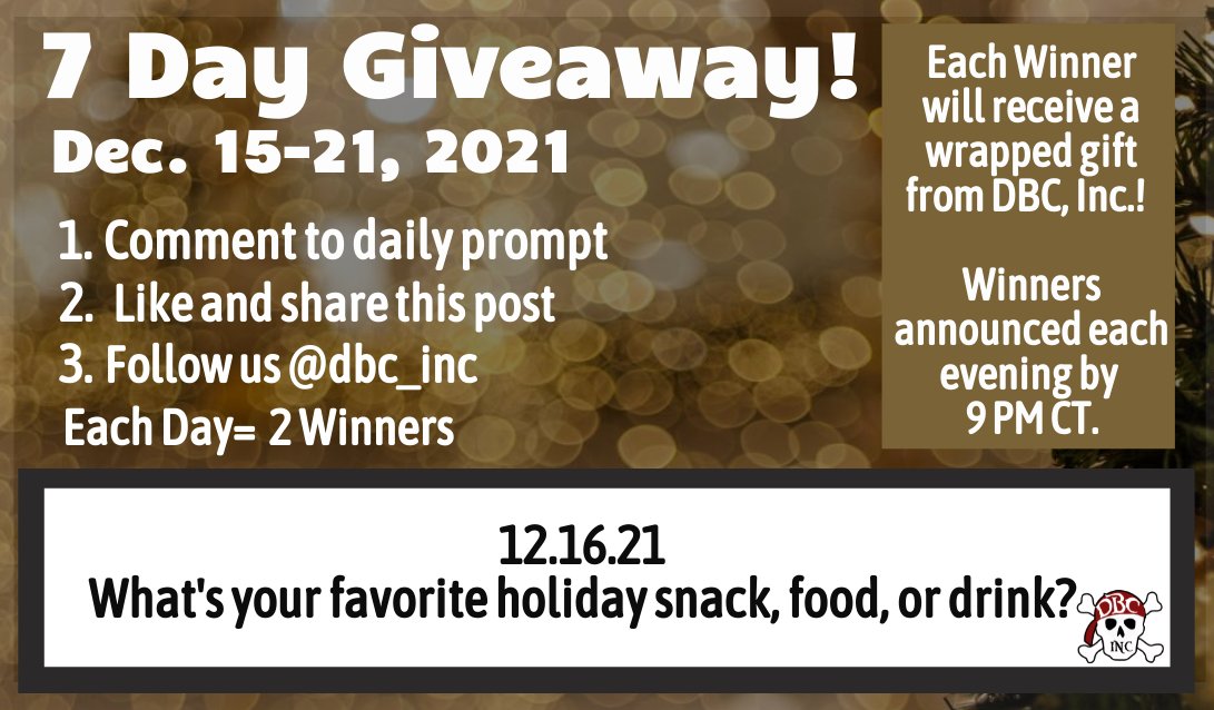 dbc_inc's tweet image. Win a FREE wrapped gift (book/books)!!🎉🎁
🎁2 Winners will WIN a wrapped gift from DBC 
EVERY DAY for 7 Days!
Winners= Each evening by 9 PM CT
To Enter:
1. Comment w/response to daily prompt
2. Like &amp;amp; Share this Post
3. Follow Us @dbc_inc 
4. #7DayGiveaway
#dbcincbooks #tlap
