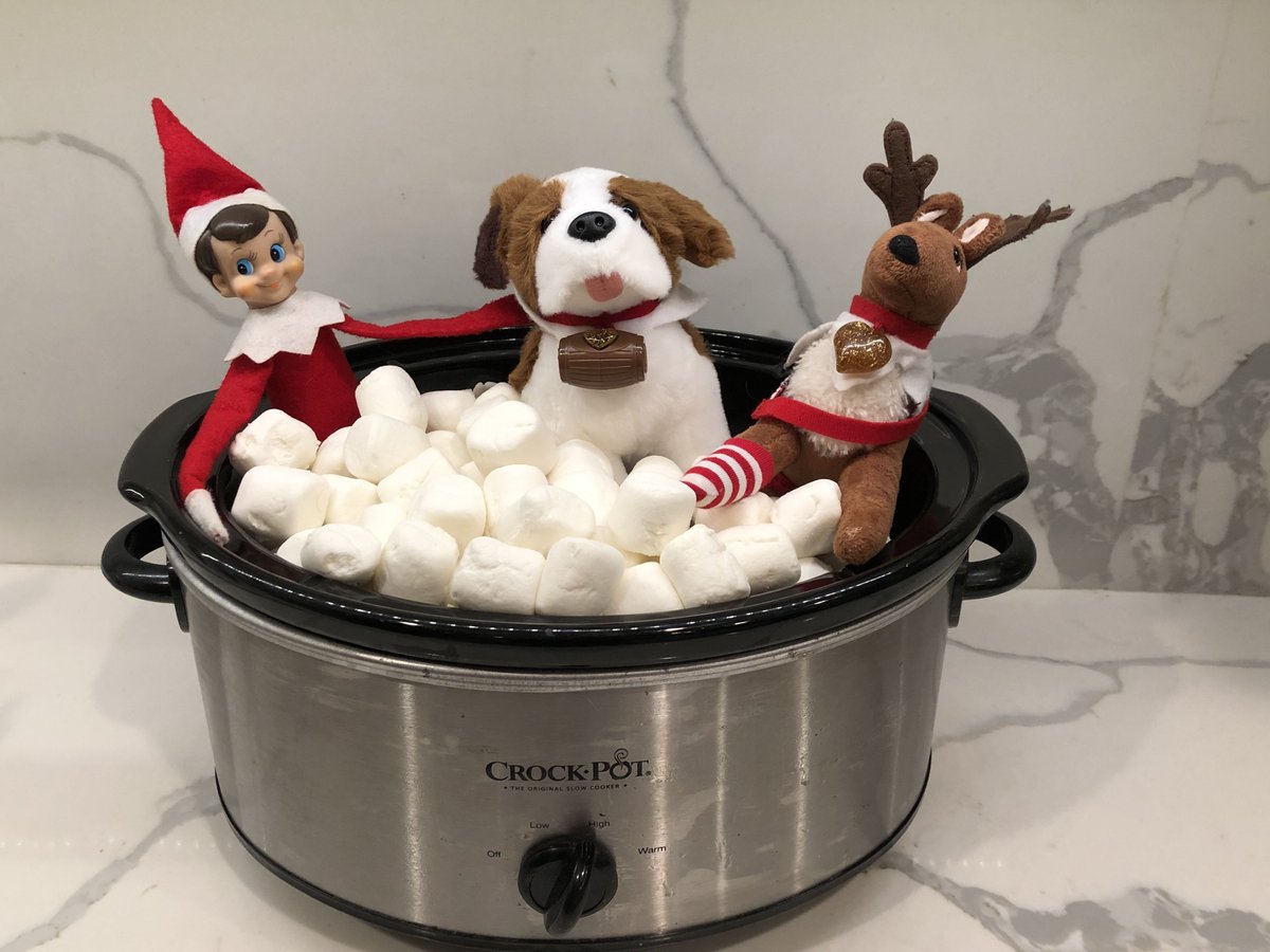 Show of hands: Who is doing #elfonashelf this year!? May we suggest a relaxing hot tub moment for your elf and his pals. ☃️  🎄 🎅