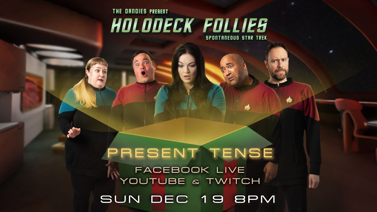 Happy Holodeck Follies!!

This Sunday at 8pm EST!

Streaming on:
YouTube - tinyurl.com/TheDandiesYouT…
Twitch - twitch.tv/improvdandies
Facebook - facebook.com/improvdandies/

#geek #improv #comedy #geekcomedy #show #StarTrek #trek #space #trekkie