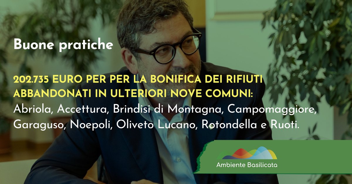Riduzione dei rifiuti nel territorio regionale: finanziati ulteriori nove interventi.
Link - regione.basilicata.it/giunta/site/gi…