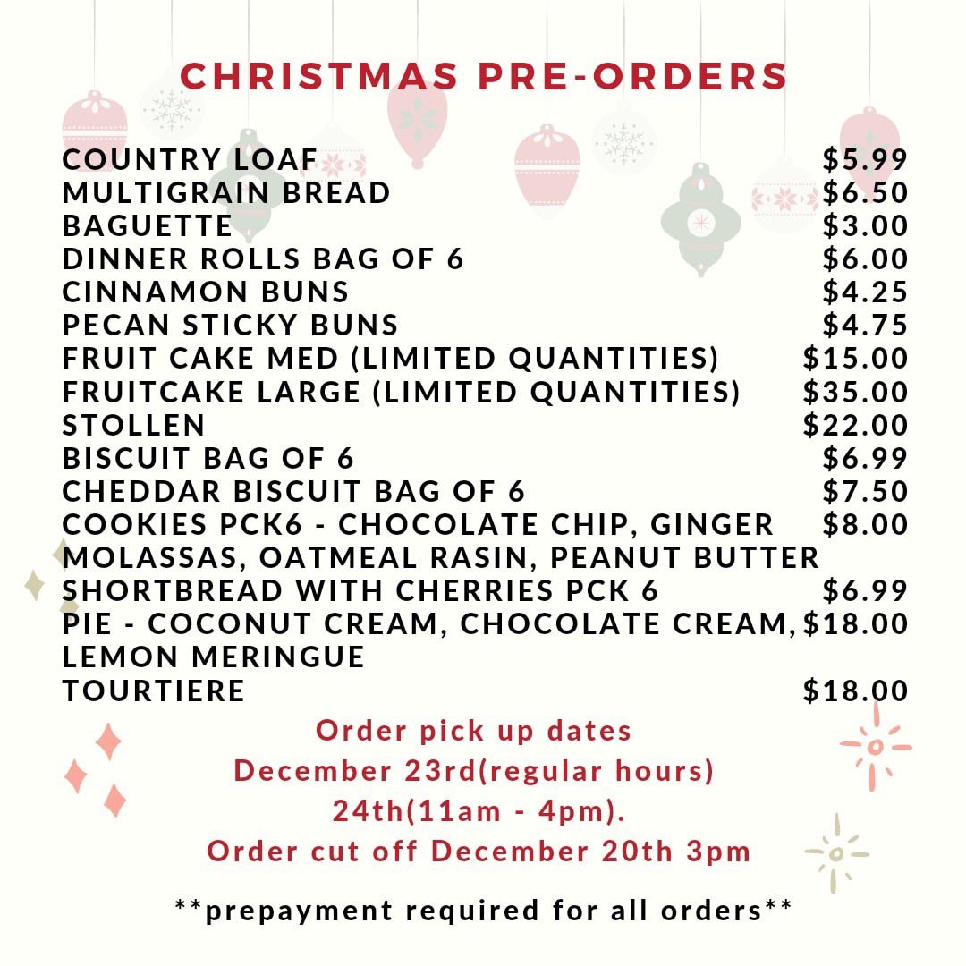 Pre Orders for Christas are now open! 902.446.5588