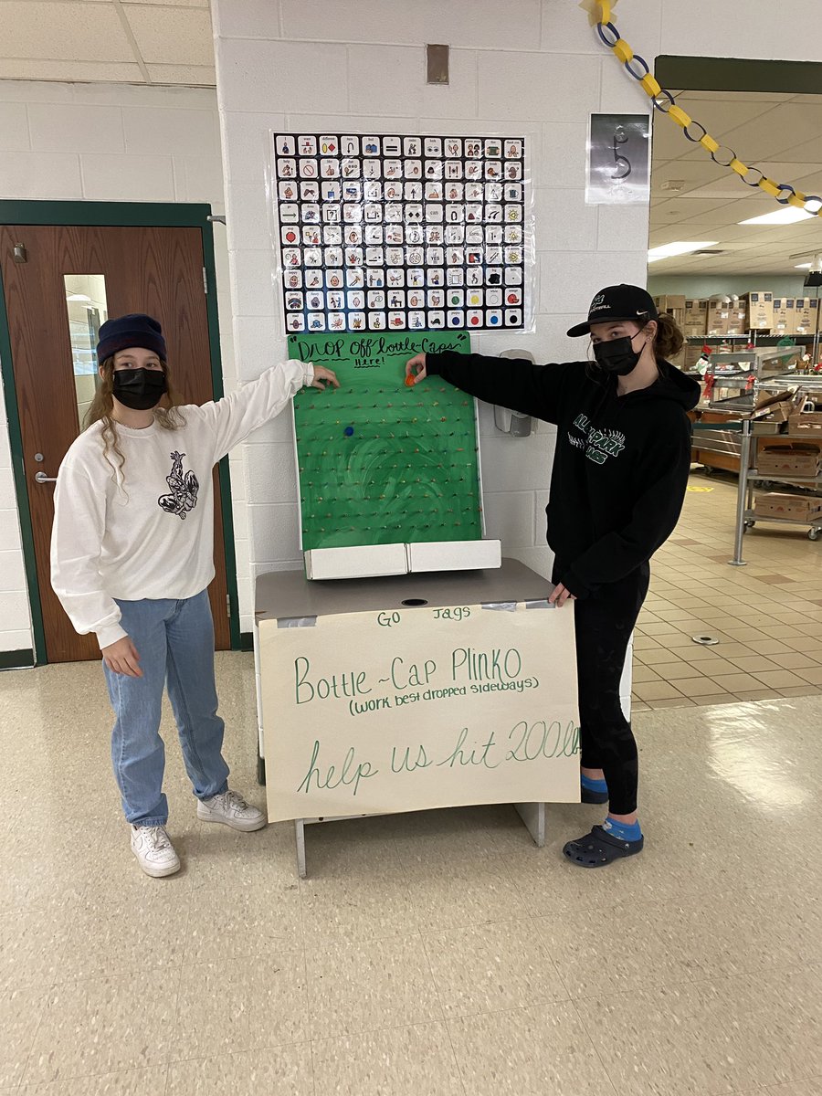 JagsSITM's tweet photo. RECYCLING IS A GO ♻️
interactive bottle cap collection bins are now in the cafeteria, the lobby, Mrs. McMasters room (D5), and the weight room! make sure to drop off your caps and help us reach 200lbs 🤍
#scienceinthemedia https://t.co/SFJ7Z1wq7p
