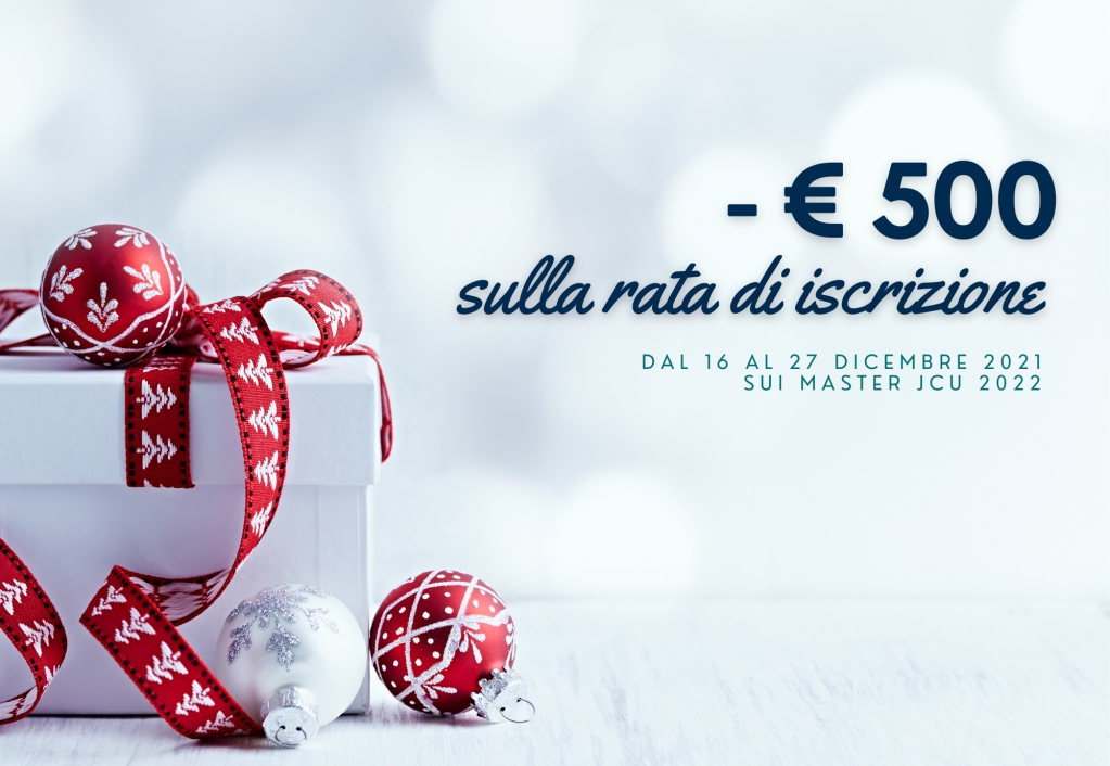 ⌛ Scontistica disponibile a tempo limitato! ⌛
👉 Dal 16 al 27 Dicembre 2021 invia la tua domanda di partecipazione: hai uno sconto automatico di € 500 sulla rata di iscrizione!
Scopri le modalità di partecipazione: bit.ly/JCUAltaFormazi…