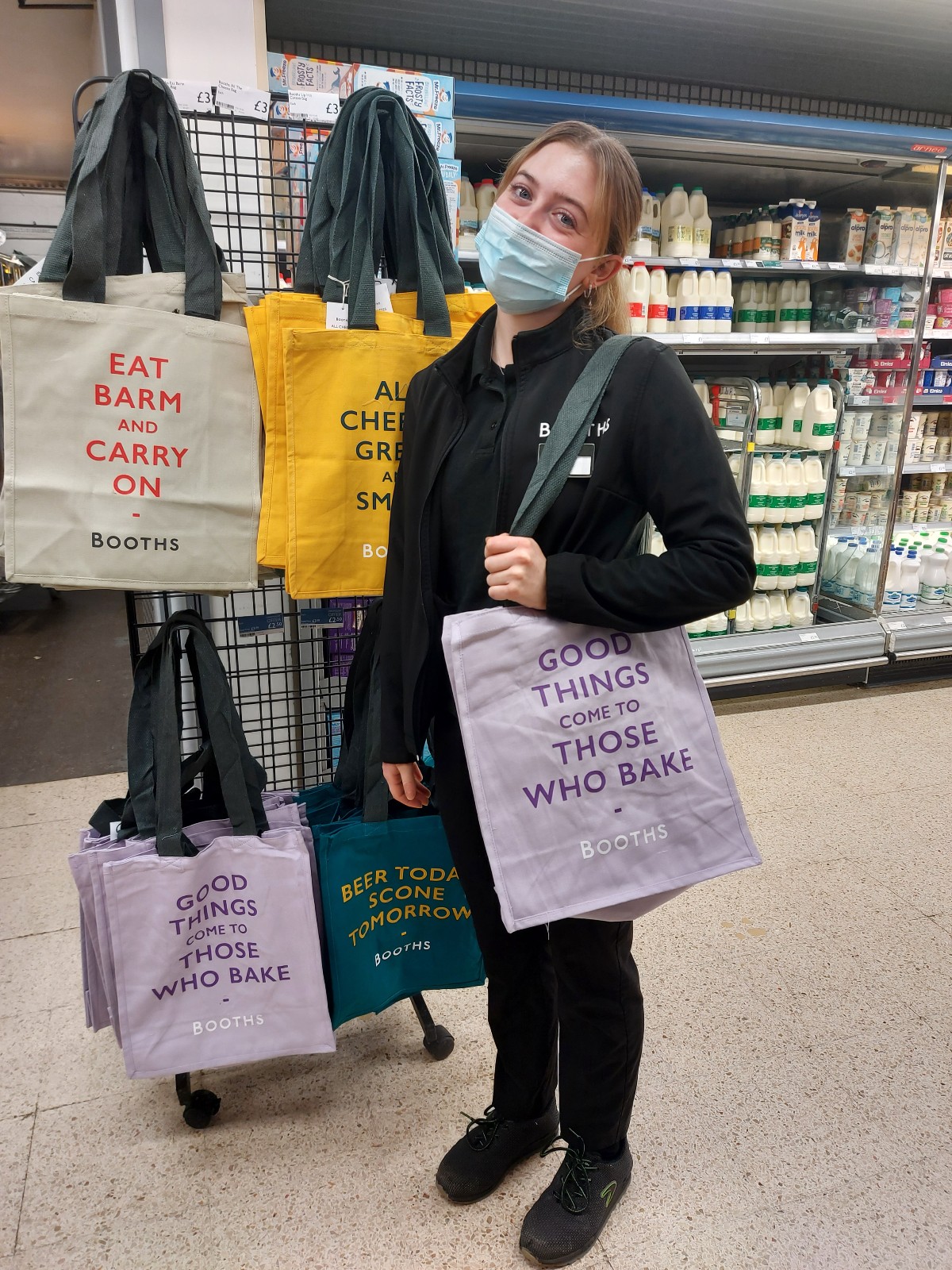 Booths Supermarket on X Our colleagues are loving our NEW Booths bags for life Caroline and Rebecca at St Annes Danni and Gina at Penrith Molly at Scotforth https t F2PfJzTuye X